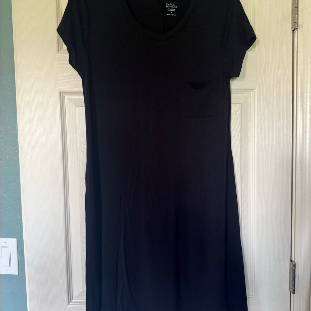 Market & Spruce Black Casual Midi T-Shirt Dress